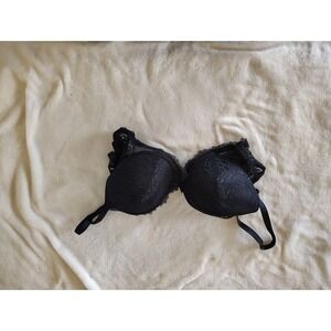 Soma Black Lace Push-Up Bra Floral Underwire Padded 36D RN72409